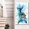 Designart - Large Blue Dolphin Watercolor - Contemporary Animal Art Canvas
